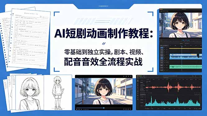 AI短剧动画制作教程：零基础到独立实操，剧本、视频、配音音效全流程实战 - 来及网络
