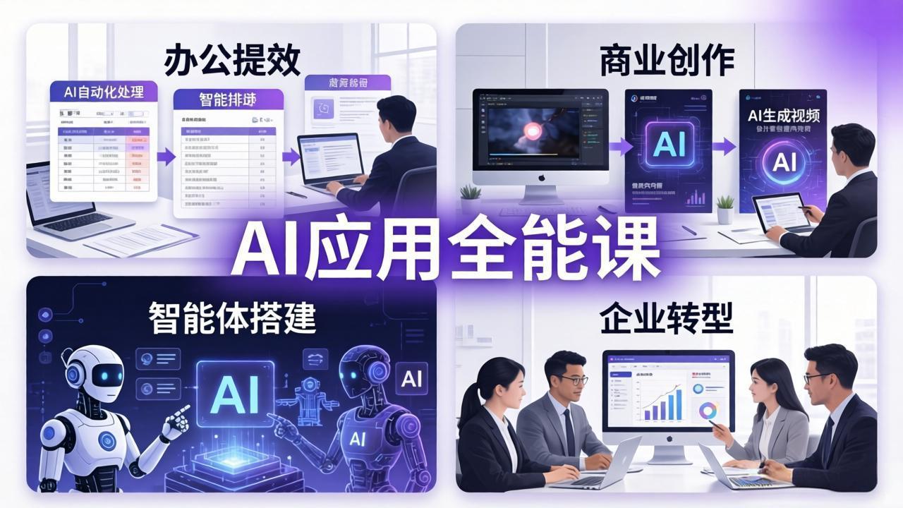 AIGC 应用全能课：办公提效、商业创作、智能体搭建、企业转型，一站式学会AI应用 - 来及网络
