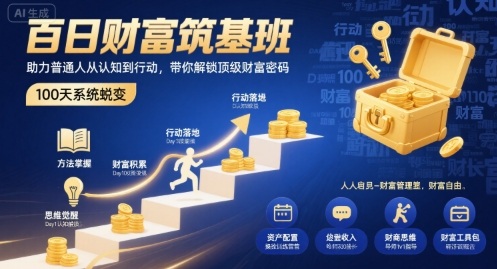百日财富筑基班，助力普通人从认知到行动，带你解锁顶级财富密码 - 来及网络