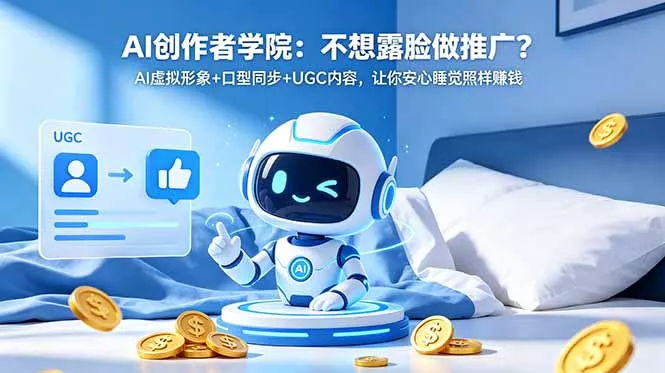 AI创作者学院：不想露脸做推广？AI虚拟形象+口型同步+UGC内容，让你安心睡觉照样赚钱 - 来及网络