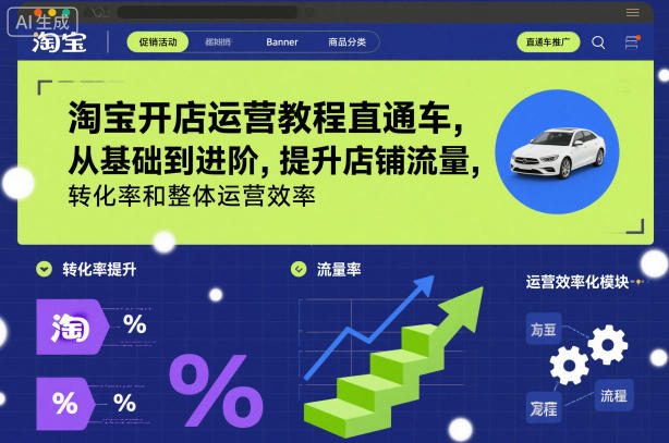 淘宝开店运营教程直通车，从基础到进阶，提升店铺流量，转化率和整体运营效率(更新26年4月20日) - 来及网络