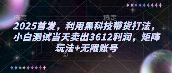 2025首发，利用黑科技带货打法，小白测试当天卖出3612利润，矩阵玩法+无限账号【揭秘】 - 来及网络