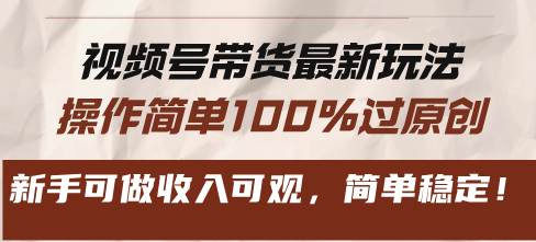 （13337期）视频号带货最新玩法，操作简单100%过原创，新手可做收入可观，简单稳定！ - 来及网络