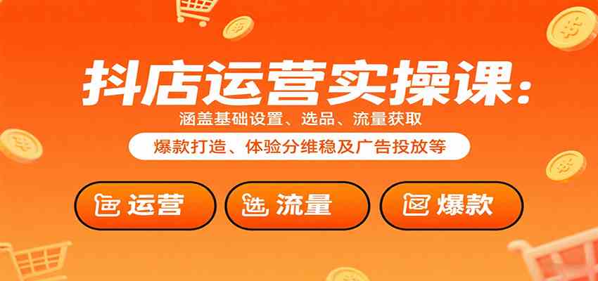 抖店运营实操课：涵盖基础设置、选品、流量获取、爆款打造、体验分维稳及广告投放等 - 来及网络