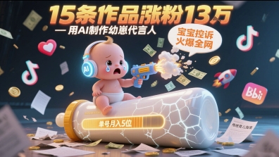 用AI制作幼崽代言人，宝宝的控诉火爆全网，15条作品涨粉13W，单号月入5位数实操教程 - 来及网络