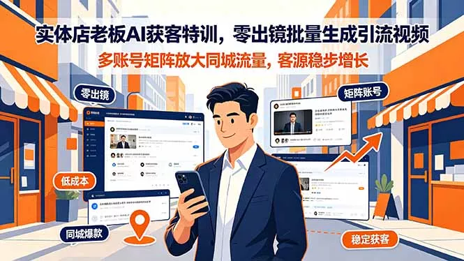 实体店老板AI获客特训，零出镜批量生成引流视频，多账号矩阵放大同城流量，客源稳步增长 - 来及网络