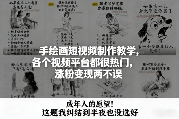 手绘画短视频制作教学，各个视频平台都很热门，涨粉变现两不误 - 来及网络