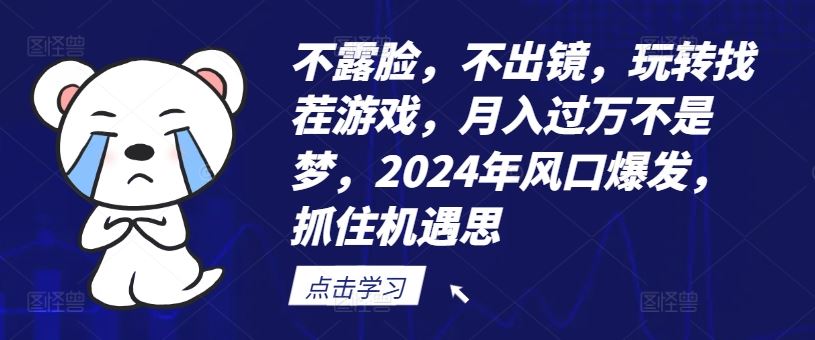 不露脸，不出镜，玩转找茬游戏，月入过万不是梦，2024年风口爆发，抓住机遇【揭秘】 - 来及网络