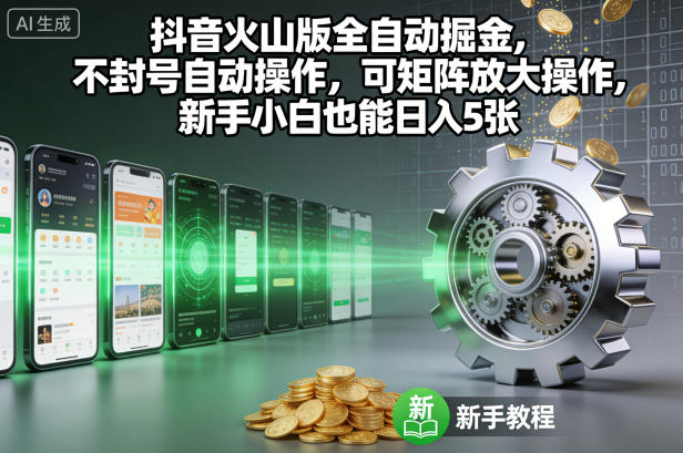 抖音火山版全自动掘金，不封号自动操作，可矩阵放大操作，新手小白也能日入5张【揭秘】 - 来及网络
