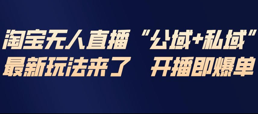 淘宝无人直播完整教程，公试+私域，最新玩法来了，开播即爆单 - 来及网络