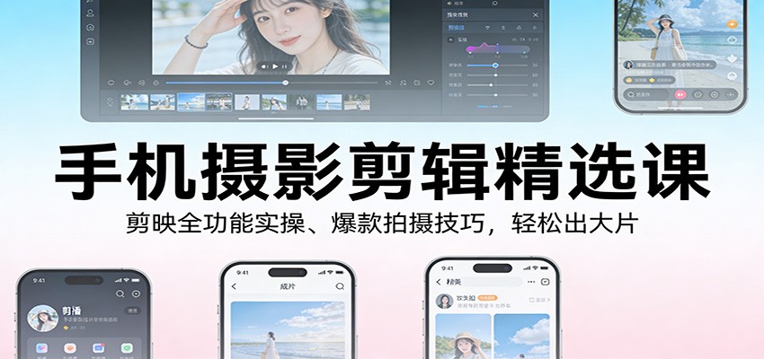 手机摄影剪辑精选课：剪映全功能实操、爆款拍摄技巧，轻松出大片 - 来及网络