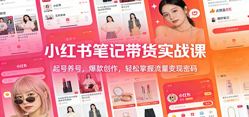 小红书笔记带货实战课：起号养号，爆款创作，轻松掌握流量变现密码 - 来及网络