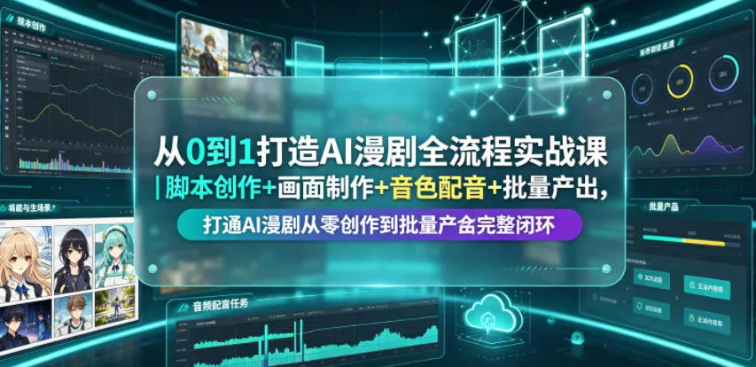 从0到1打造AI漫剧全流程实战课｜脚本创作+画面制作+音色配音+批量产出，打通AI漫剧从零创作到批量量产完整闭环 - 来及网络