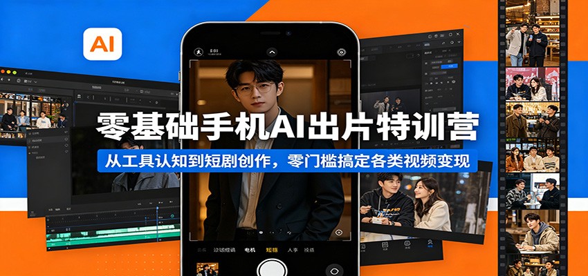 零基础手机AI出片特训营：从工具认知到短剧创作，零门槛搞定各类视频变现 - 来及网络