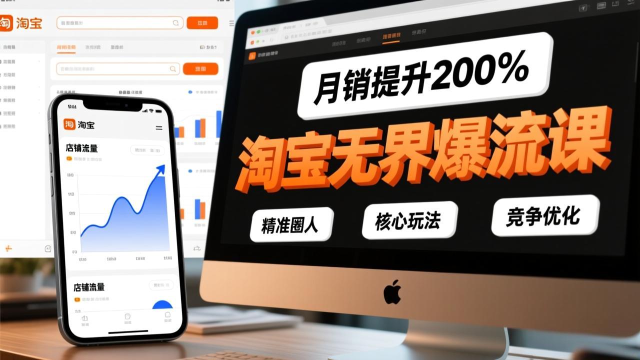 淘宝无界爆流课，精准圈人、核心玩法、竞争优化，快速引爆店铺流量，月销提升200% - 来及网络