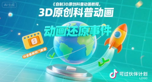 自制3D原创科普动画教程，动画还原事件，抖音最新热门赛道，可过伙伴计划 - 来及网络