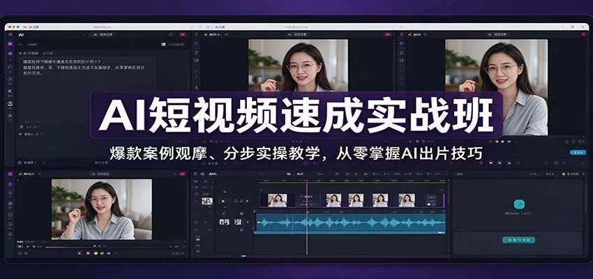 AI短视频速成实战班：爆款案例观摩、分步实操教学，从零掌握AI出片技巧 - 来及网络