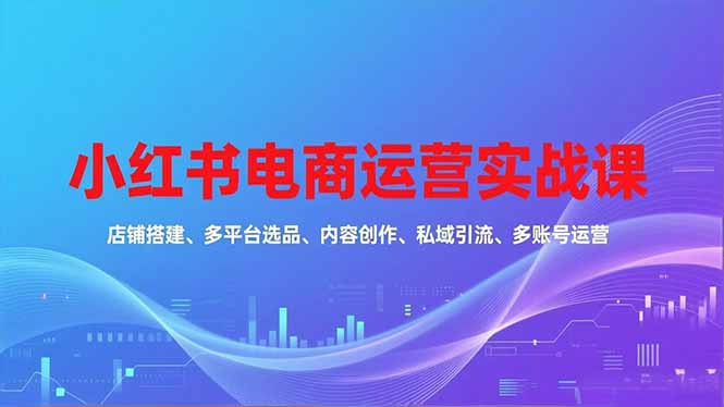 小红书电商运营实战课，店铺搭建、多平台选品、内容创作、私域引流、多账号运营等玩法 - 来及网络