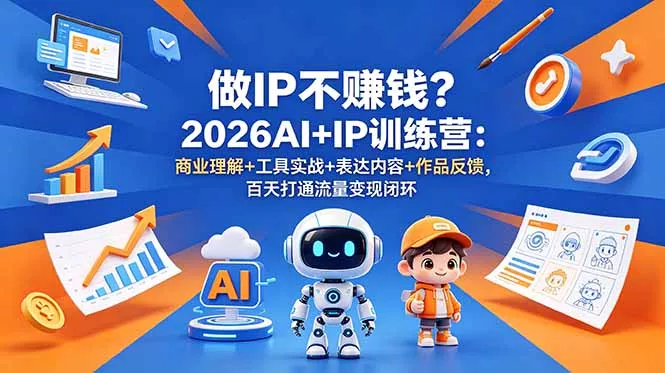 做IP不赚钱？2026AI+IP训练营：商业理解+工具实战+表达内容+作品反馈，百天打通流量变现闭环 - 来及网络