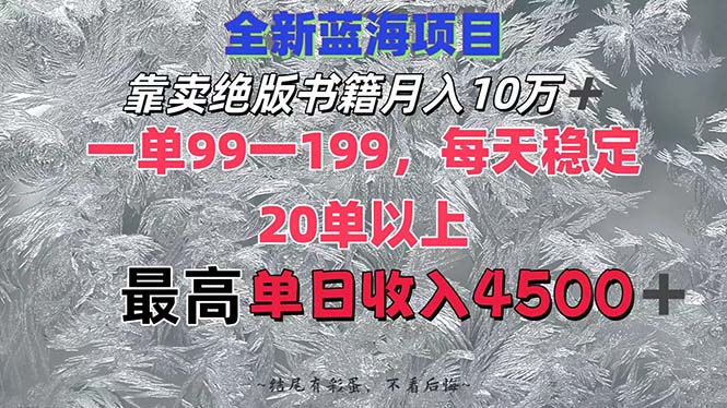 （12512期）靠卖绝版书籍月入10W+,一单99-199，一天平均20单以上，最高收益日入4500+ - 来及网络