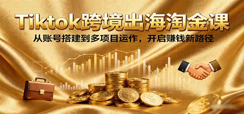 Tiktok跨境出海淘金课，从账号搭建到多项目运作，开启赚钱新路径 - 来及网络