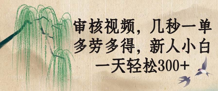 （14203期）审核视频，几秒一单，多劳多得，新人小白一天轻松300+ - 来及网络