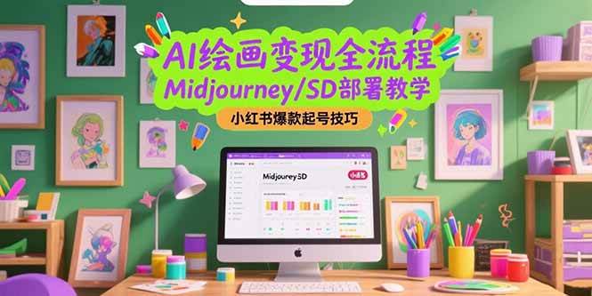 （15324期）AI绘画变现全流程，Midjourney/SD部署教学，小红书爆款起号技巧 - 来及网络