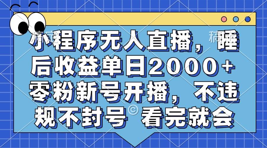 （13251期）小程序无人直播，睡后收益单日2000+ 零粉新号开播，不违规不封号 看完就会 - 来及网络