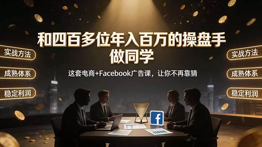 和四百多位年入百万的操盘手做同学——这套电商+Facebook广告课，让你不再靠猜【原创双语字幕】 - 来及网络