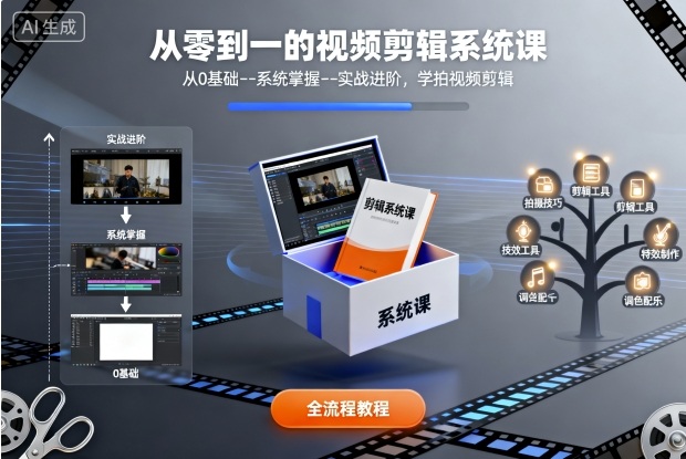 从零到一的视频剪辑系统课，从0基础–系统掌握–实战进阶，学拍视频剪辑 - 来及网络