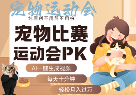 AI一键生成宠物比赛运动会PK视频，纯原创不用剪不用拍，每天十分钟，轻松月入过1W+ - 来及网络