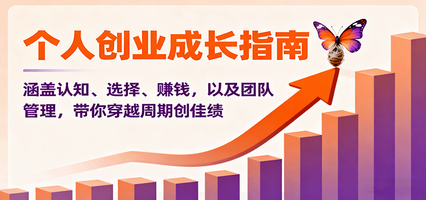 个人创业成长指南：涵盖认知、选择、赚钱，以及团队管理，带你穿越周期创佳绩 - 来及网络