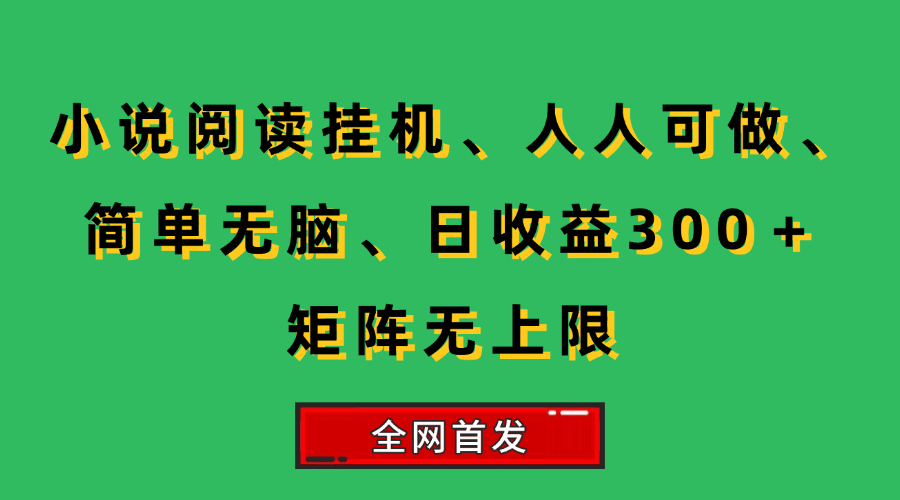 （15413期）小说挂机阅读，人人可做，简单无脑，一天收益300＋矩阵无限上 - 来及网络