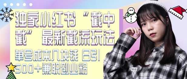 最新小红书截流玩法 独家截中截 单号成本几块钱 日引500+CY粉JZ粉 - 来及网络