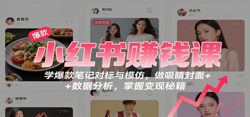小红书赚钱课：学爆款笔记对标与模仿，做吸睛封面 + 数据分析，掌握变现秘籍 - 来及网络
