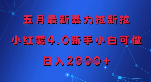 五月最新暴力拉新拉，小红薯4.0新手小白可做，日入多张 - 来及网络