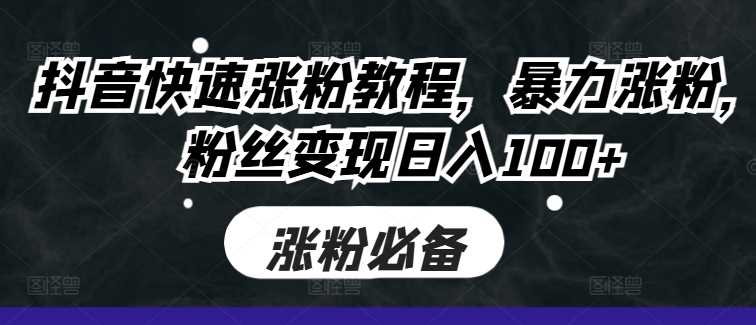抖音快速涨粉教程，暴力涨粉，粉丝变现日入100+ - 来及网络