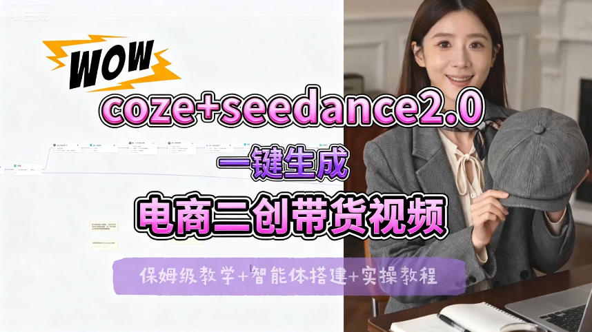 【Coze工作流搭建实操教程】seedance2.0+coze一键生成电商二创带货视频，全流程保姆级教学 - 来及网络
