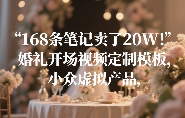 168条笔记卖了20W！婚礼开场视频定制模板，小众虚拟产品 - 来及网络