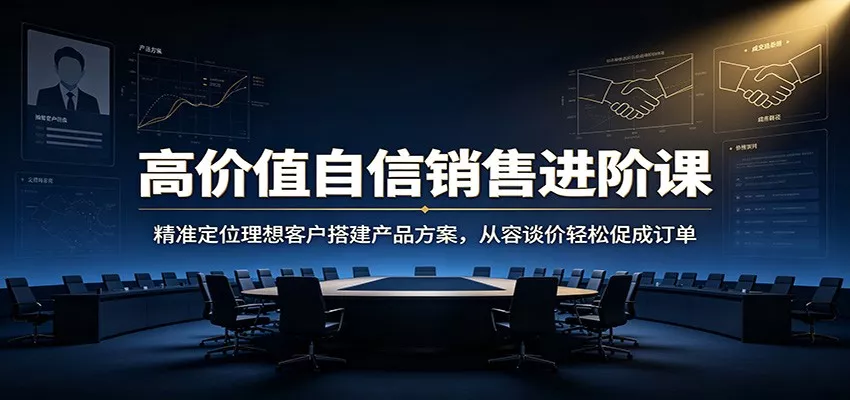 高价值自信销售进阶课：精准定位理想客户搭建产品方案，从容谈价轻松促成订单 - 来及网络