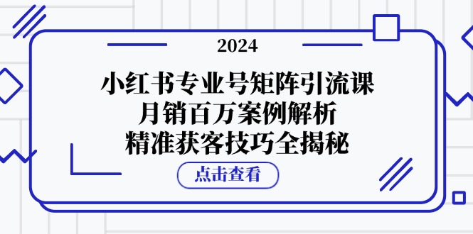 （12943期）小红书专业号矩阵引流课，月销百万案例解析，精准获客技巧全揭秘 - 来及网络