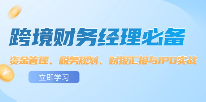 （12323期）跨境 财务经理必备：资金管理、税务规划、财报汇报与IPO实战 - 来及网络