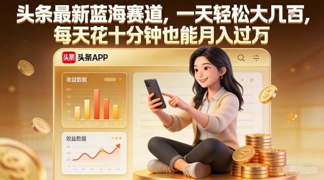头条最新蓝海赛道，一天轻松大几张，每天花十分钟也能月入过1W【揭秘】 - 来及网络