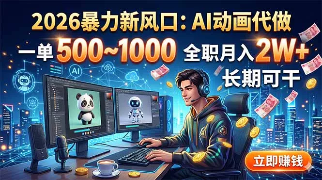 2026暴力新风口：AI动画代做，一单500~1000，全职月入2W+，长期可干 - 来及网络