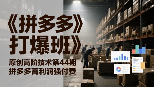 《拼多多打爆班》原创高阶技术第44期，拼多多高利润强付费 - 来及网络