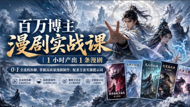 百万博主漫剧实战课｜1小时产出1条漫剧，0‑1全流程拆解，掌握高质量漫剧制作，配套全套实操提示词 - 来及网络
