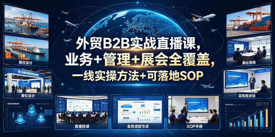 外贸B2B实战直播课，业务+管理+展会全覆盖，一线实操方法+可落地SOP - 来及网络