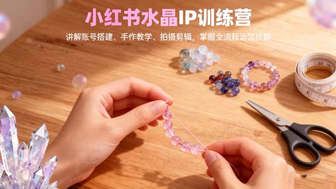 小红书水晶IP训练营，讲解账号搭建、手作教学、拍摄剪辑，全流程运营技能 - 来及网络