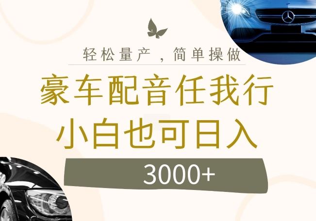 不为人知的暴力小项目，豪车配音，日入几张【揭秘】 - 来及网络