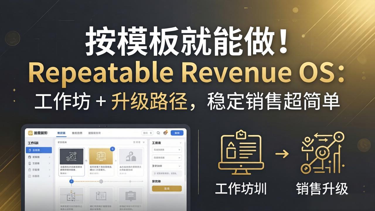 按模板就能做！Repeatable Revenue OS：工作坊 + 升级路径，稳定销售超简单 - 来及网络